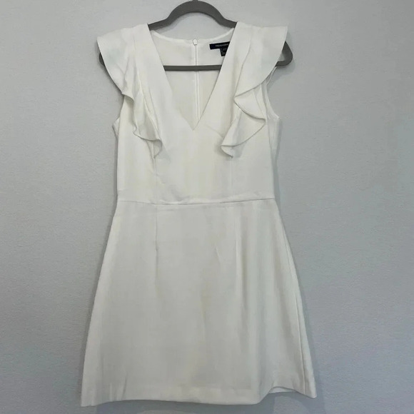 French Connection Dress Womens Medium Whisper Ruffle White Minidress Sleeveless - Picture 2 of 10